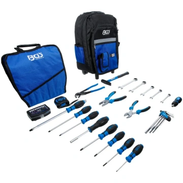 Tool kit in a backpack with wheels and telescopic 