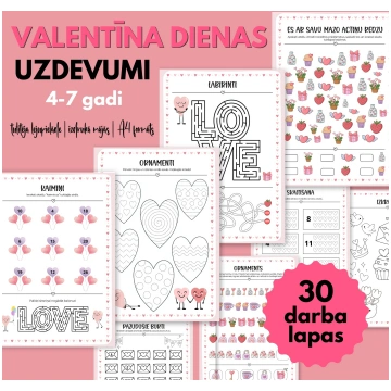 30 Darba Lapas Bērniem Valentīna Diena, Digitāls M