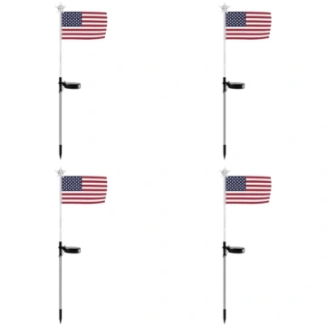 4 Stück US-Flaggen-Solar-Gartenlichter, patriotisc