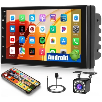 2 DIN Android 15 autoradio ar Bluetooth brīvroku k