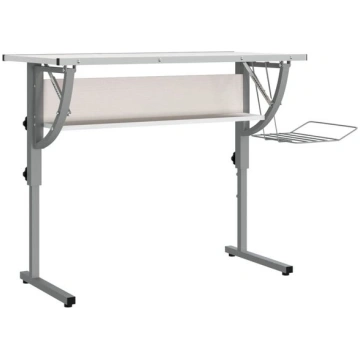 Rokdarbu galds vidaXL, 110x53x(58-87) cm, balts