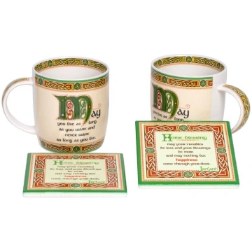 Irish Coffee Mug & Ceramic Coaster Set Royal Tara