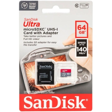 Sandisk memory card microSDXC 64GB Ultra 140MB/s +