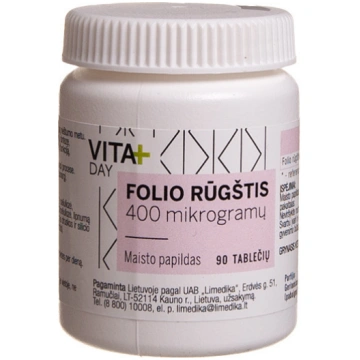 VITADAY FOLIJSKĀBE, 400 mcg, 90 tabletes Limedika