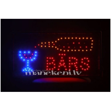 Gaismas izkārtne uzraksts BĀRS, LED gaismas tablo,
