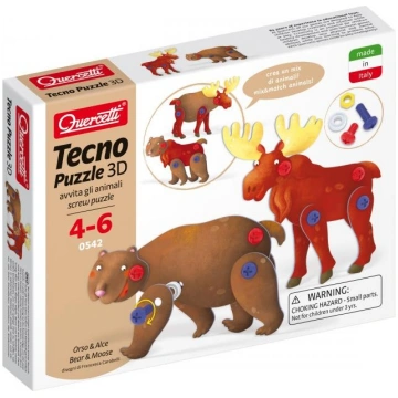 0542 Quercetti Tecno Puzzle 3D Bear and Moose
