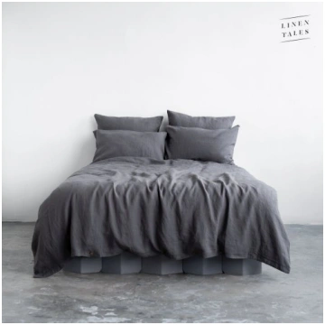 Dark Grey Linen Duvet Cover Set Lina gultas veļas 