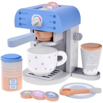 Blue WOODEN COFFEE MACHINE for children + accessor