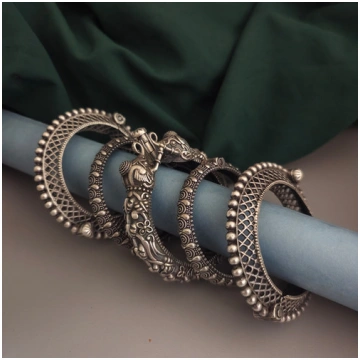 CHANDRIKA Silver Replica Bangle Stack Fusion Vogue