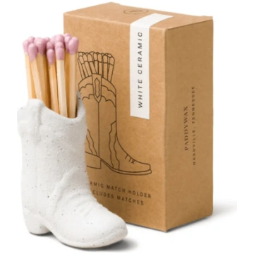 Cowboy Boot Match Holder - White Secret Garden Flo