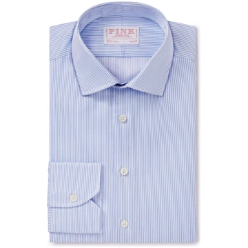 Pale Blue & White Slim Fit Journey Twill Stripe Fo