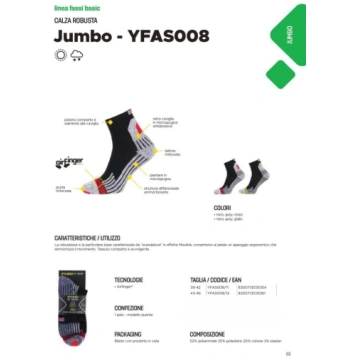 CALZA ROBUSTA Jumbo 1 Paio Tg 39/42-Giallo