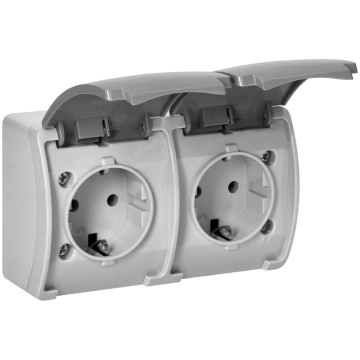 Dubultā 2x2P+Z Schuko AQUATIC kontaktligzda, IP44,