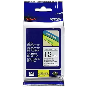 Brother Tape Brother 12mm BLACK ON WHITE (4m) (TZE
