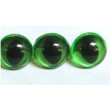 Plastmasas kaķa acis, piešujamas, D=8mm, zaļas/mel