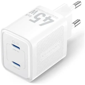 VENTION MOBILE CHARGER WALL 45W USB-C/2P WHITE FEF