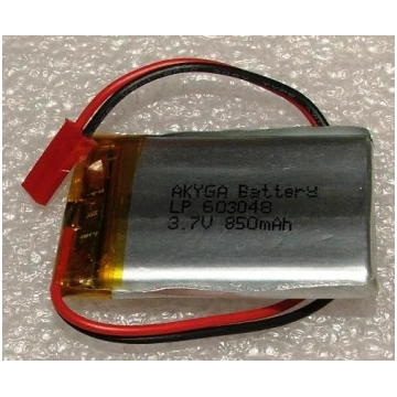 Akumulators Li-pol, 3.7V/850mAh, konn+sock2.54*2pi
