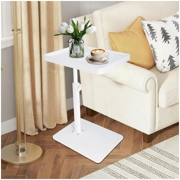 XUDREZ Adjustable C-Shaped Side Table with 4 Swive