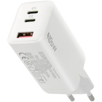 65W Ātrais lādētājs 2x UBS-C, USB A | QC4+ | SC-65