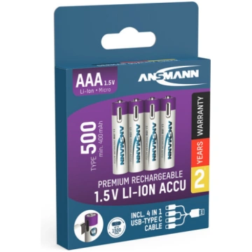 Uzlādējamās baterijas AAA 1.5V 500mAh (Li-Ion 0.74