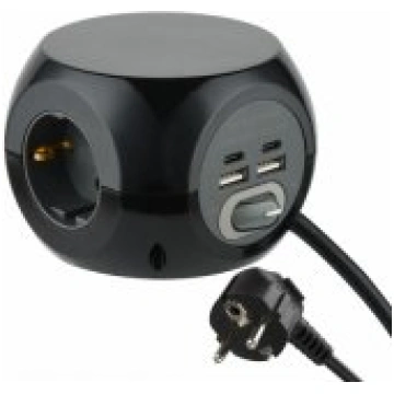 Electraline 62080 Black pagarinātājs ELL62080-ELEC