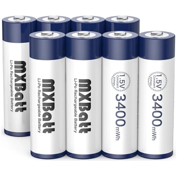 AA uzlādējamās baterijas 1,5 V 3400 MWh lielas iet