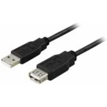 Deltaco Extension cable USB 2.0 0.2m Black aksesuā