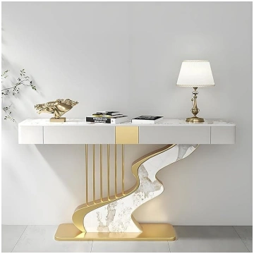 Modern Narrow Console Table with 2 Drawers, Hallwa