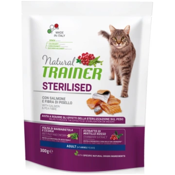 Sausā kaķu barība Natural Trainer Sterilised Salmo