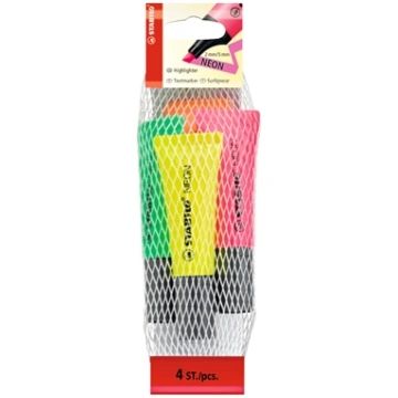 STABILO Neon marker 4 pc(s) Chisel tip Green, Oran