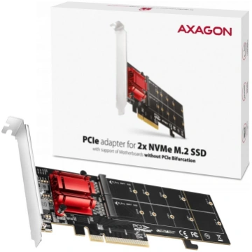 Axagon PCEM2-ND PCIe 2x NVME M.2 adapteris