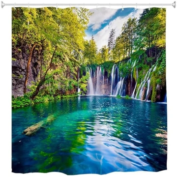 Goodbath Scenic dušas aizkars ūdenskritums, glezna