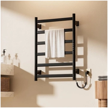 Elektriskais vannas istabas radiators, melns dvieļ