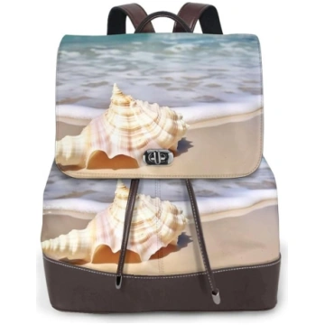 Sea Wave Seashell – stilīgs sieviešu ādas mugursom