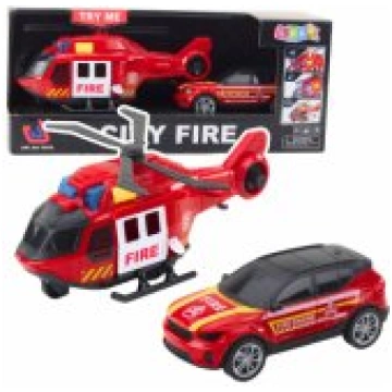 LEAN Toys Set: Helicopter, Fire Truck, Fire Depart