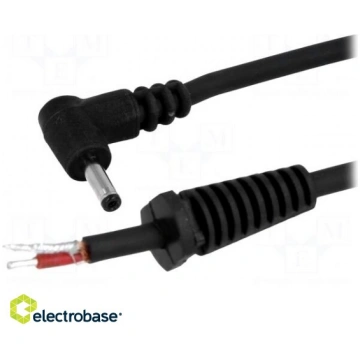 Cable; wires,DC 1,3/3,5 plug; angled; 1mm2; black;