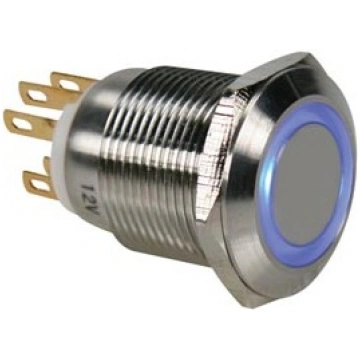 STAINLESS STEEL PUSH BUTTON SPDT 1NO 1NC - BLUE RI