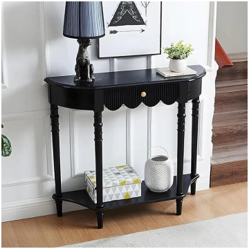 Crescent Moon Console Table Black with Drawers, Na