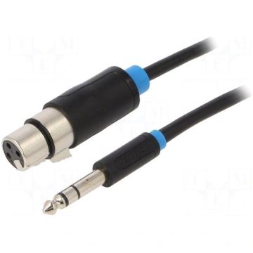 Cable | Jack 6,3mm 3pin plug,XLR female 3pin | 1m 