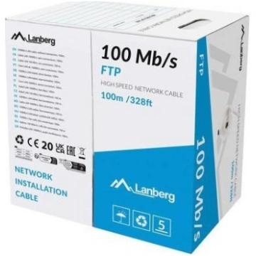 Kabelis Lan Ftp 100mb/s 100m Virve Cca Pelēks Lanb