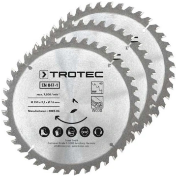 Zāģa ripas kokam 150x16x2.1 40 zobi 3gab. Trotec