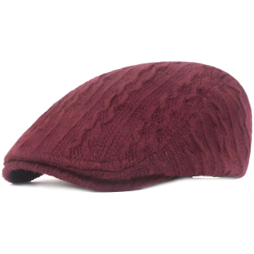 Vīriešu adītā berete - Bordo KP25673 IZMAEL