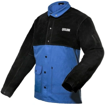 QeeLink Split Leather Sleeve Sweat Jacket | Augsta