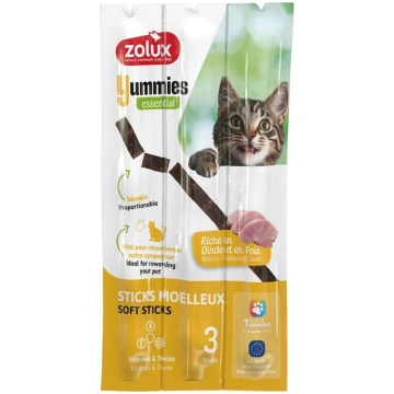 mīkstie kaķu našķi yummies tītara aknu nūjiņas 3x5