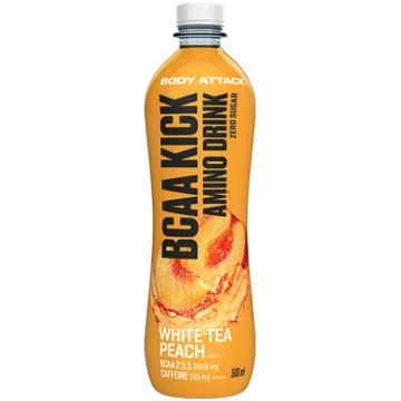 BCAA KICK Baltā Tēja Persiks - 500 ml no Body Atta