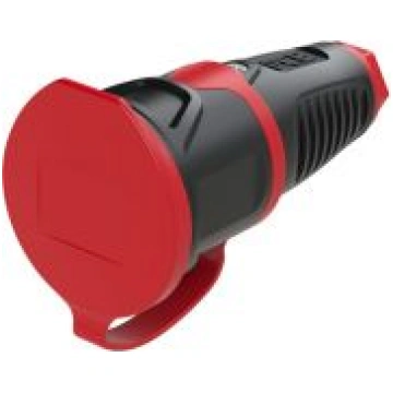 Gumijas kontaktligzda 250V AC, 3x16A (2P+E), IP54,