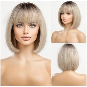 HAIRCUBE Blonde Bob parūkas sievietēm Īsa sintētis