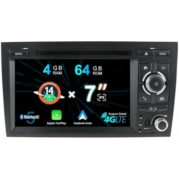 4G + 64G Double DIN Android 14 auto radio Audi A4 