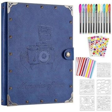 ZEEYUAN Ādas fotoalbums DIY Studs Melnas lappuses 
