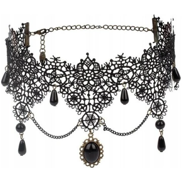 CHOKER Mežģīnes Izšūti Melns Gothic PURSUIT CH05 C